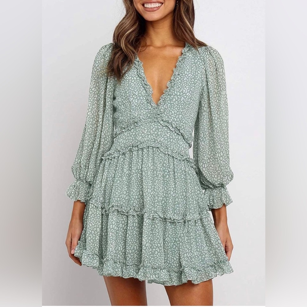 Women’s Long Sleeve Ruffle Mini Dress